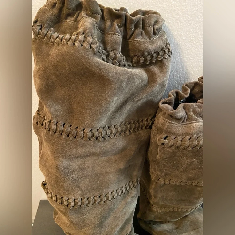 Coach Jae Boots Brown Suede Leather‎ Knee High Slouchy Italy Made Women’s Size 8